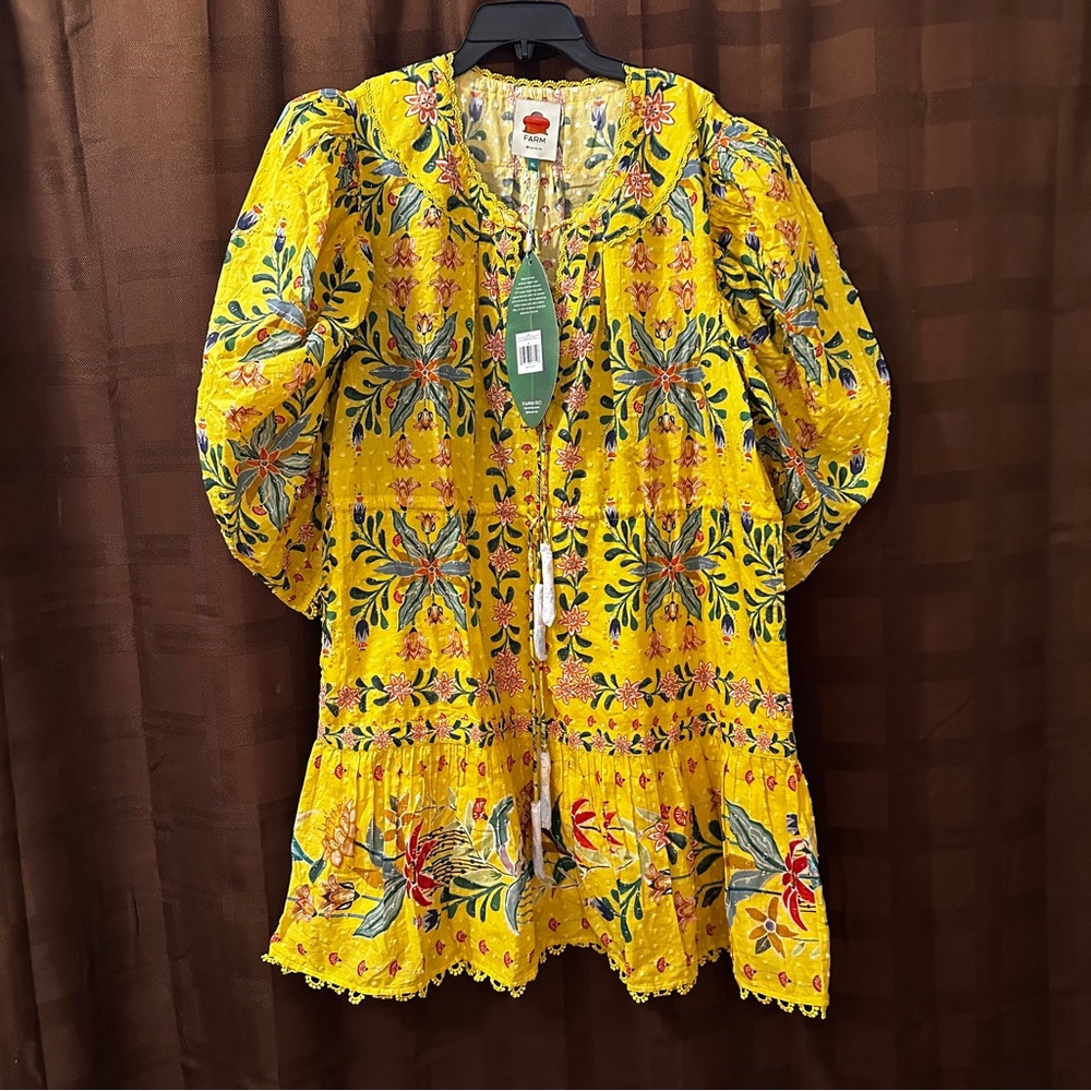 NWT Farm Rio Delicate Flowers Cotton Mini Dress reg $225 size XL - Picture 10 of 13